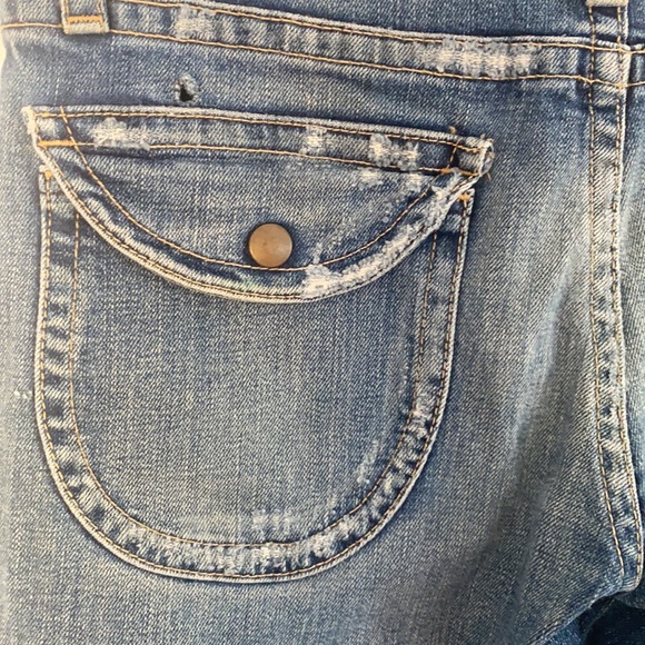 👖 Vintage Hudson Jeans Distressed Flare Medium-Blue Sz 30 Low Rise Zip Fly - Picture 6 of 8